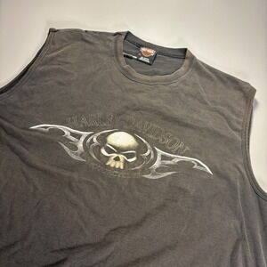 VTG Harley Davidson‎ 2003 Thunder Mountain Skull Sleeveless Tank Top Men's 2XL